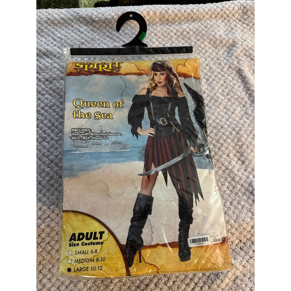 Spirit Halloween Queen of the Sea Pirate Costume Adult Large 10-12 Black Red